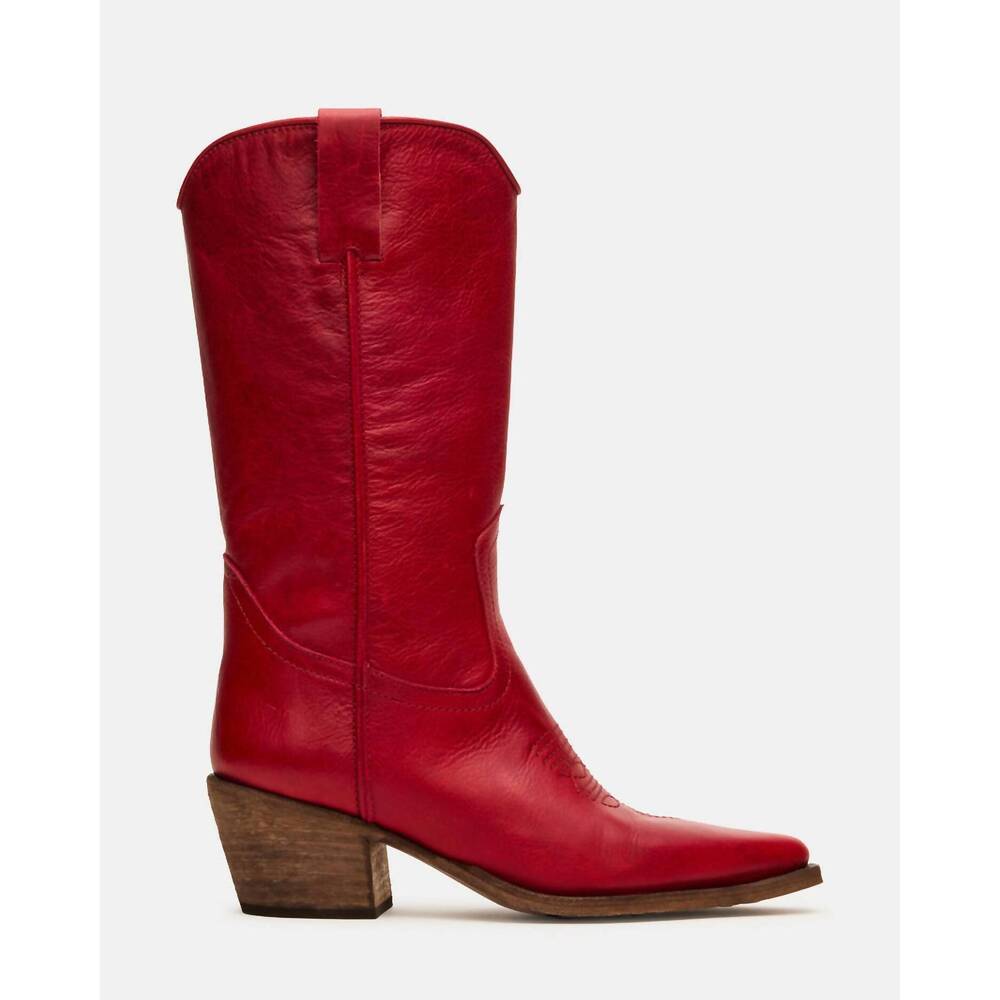 NEW STEVE MADDEN women's albany boots in red leather
